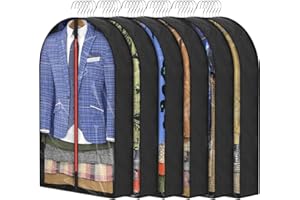 6.5" Gussetes Garment Bags for Hanging Clothes Storage, 40" Suit Cover Bags for Closet Travel (Set of 6), Clear Hanging Cloth