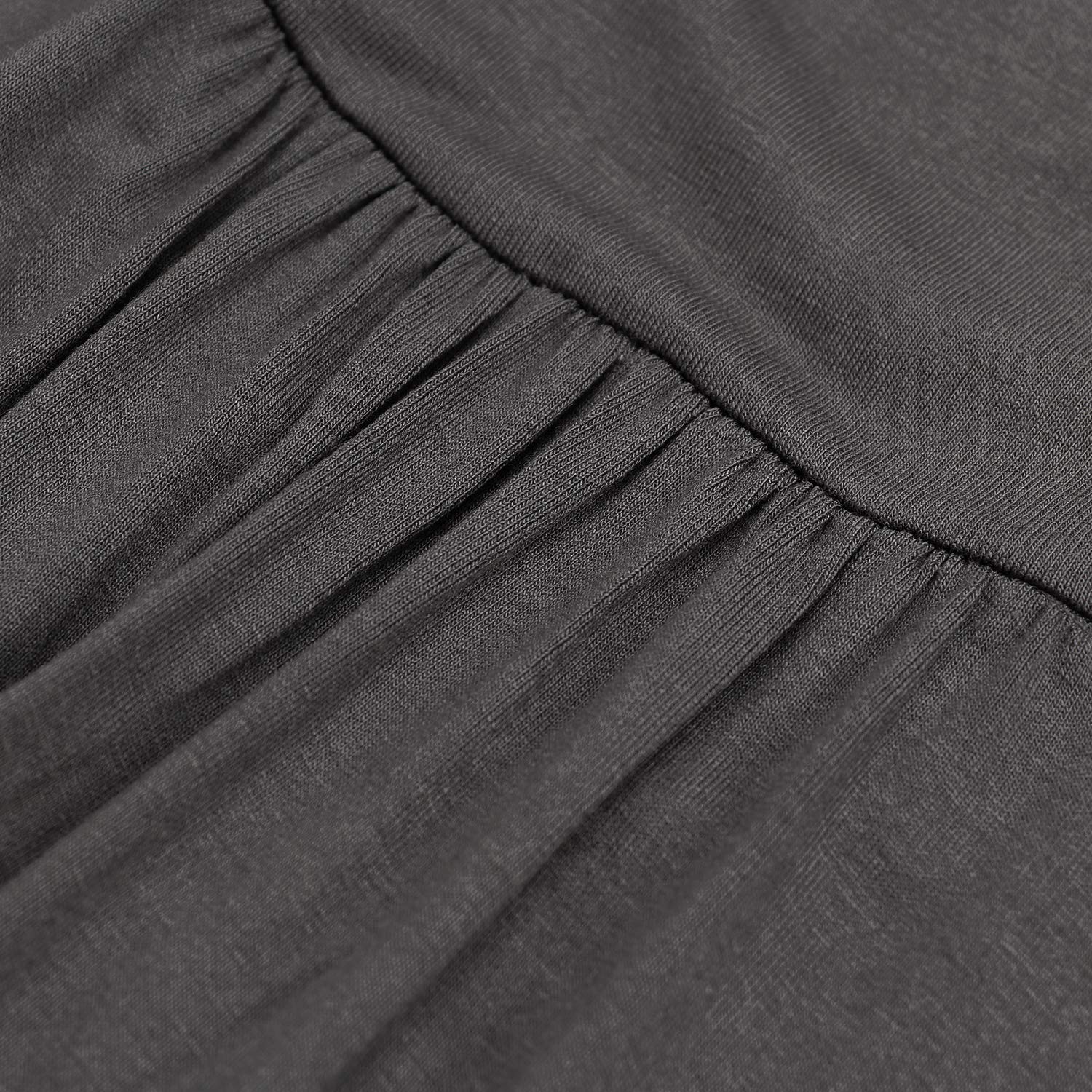 SUWIINA Women\'s Comfort Loose Casual Basic Long Sleeve V Neck Blouse Shirts Pleated Top Dark Grey