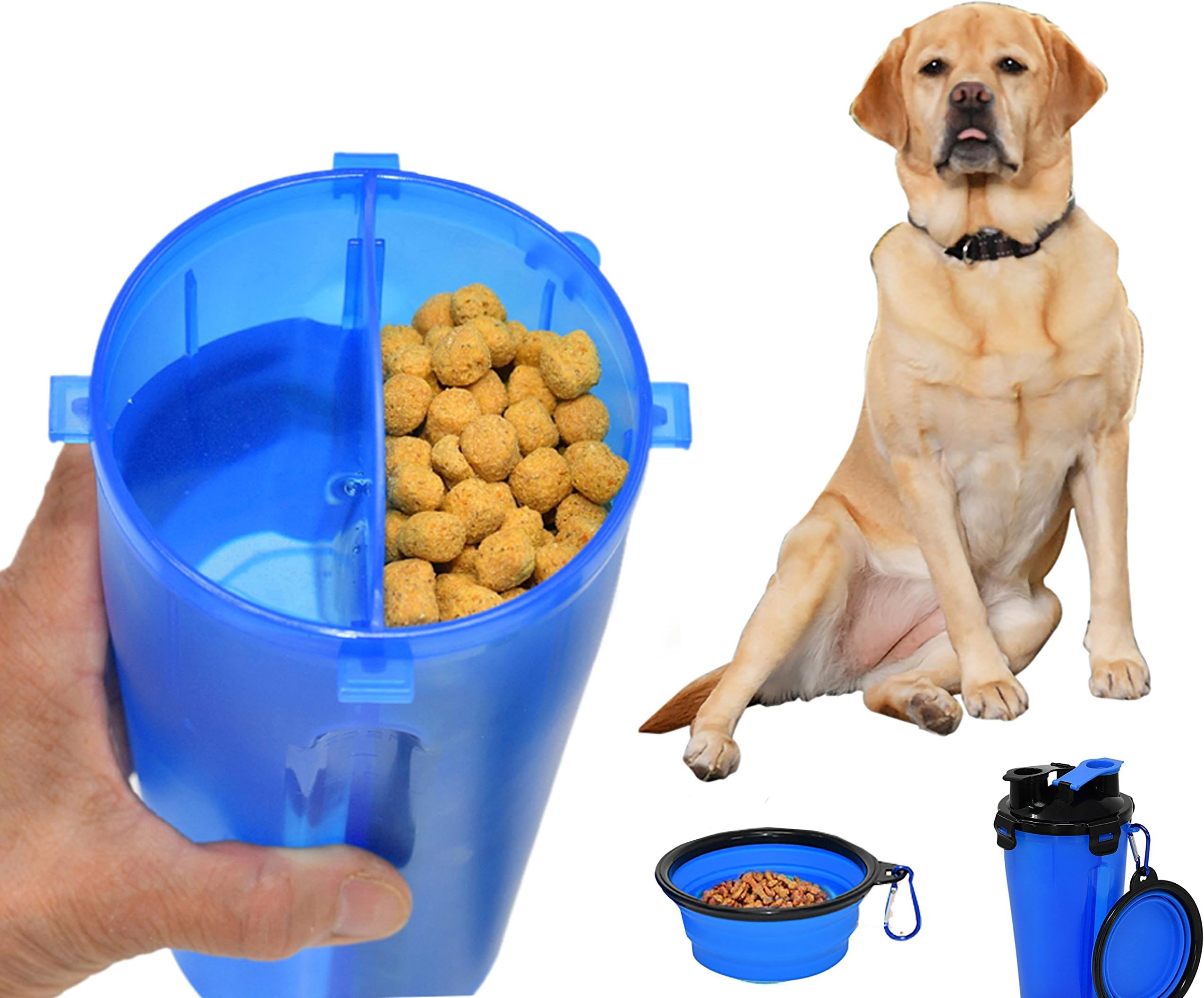 ARAD 2 in 1 Portable Pet Water Bottle and Food Container with Pet Bowl, Complete Food Solution, Perfect for Travel or Furry Best Friends On The Go