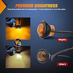 Nilight 3/4Inch Round Marker Light 10PCS Amber LED