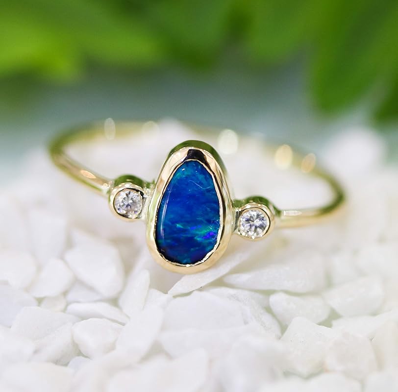 Amazon.com: Australian opal,Australian opal ring,opal ring,ring,gold