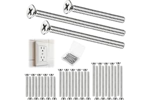 YAMAJA 30 PCS #6-32 Extra Long Outlet Screws, Stainless Steel Phillips Flat Head Machine Screws for Wall Electrical Socket and Switch (Mixed Sizes)