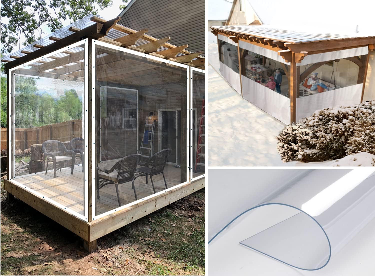 Outdoor Curtains - Akon Curtain Clear Deck Curtain Enclosures | Clear Vinyl with Door Access| Made to Order | Patios, Porch, Screen Rooms, Gazebos | Waterproof Tarpaulin