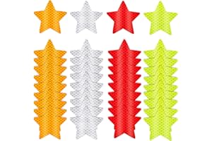 Ymapinc 40Pcs Star Shape Reflective Stickers, Warning Safety Reflector Stickers for Kids, Waterproof Safety Helmet Stickers for Vehicles, Bicycles, Motorcyclesc and Construction Workers