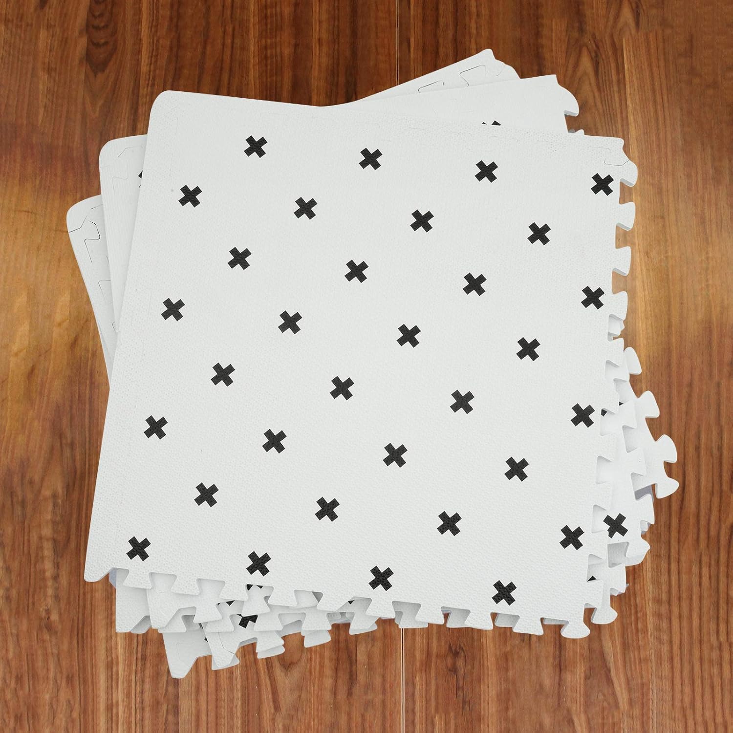 Extra Large Baby Foam Play Mat - 4FT x 6FT Non-Toxic Puzzle Floor Mat for Kids & Toddlers (White with Black Cross): Toys & Games
