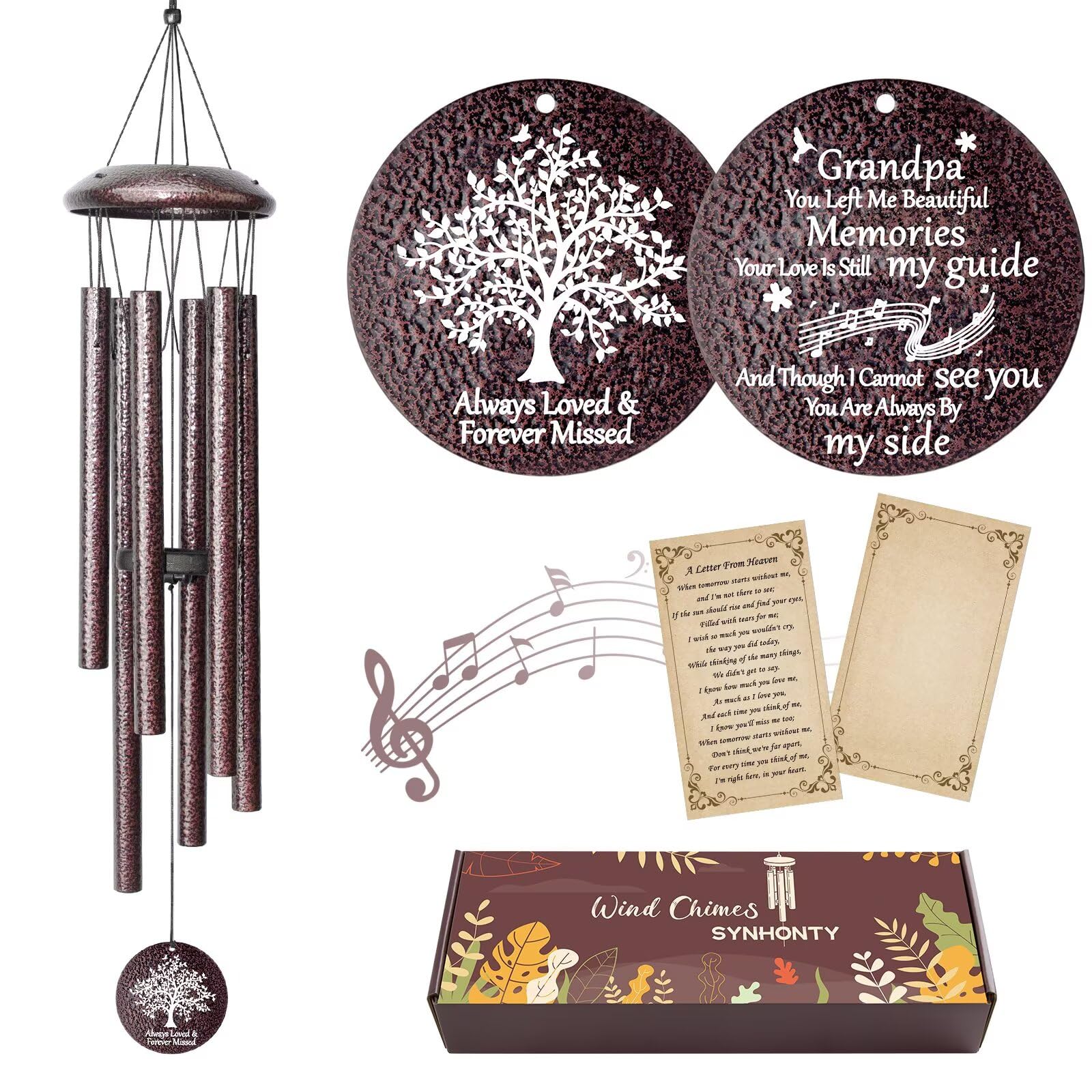 Photo 1 of (USED/FAIR) Memorial Gifts for Loss of Grandfather, Memorial Wind Chimes for Loss of Grandpa,Sympathy Gifts for Loss of Grandfather, Bereavement, Condolence, Remembrance Gifts,Windchimes in Memory of Grandpa