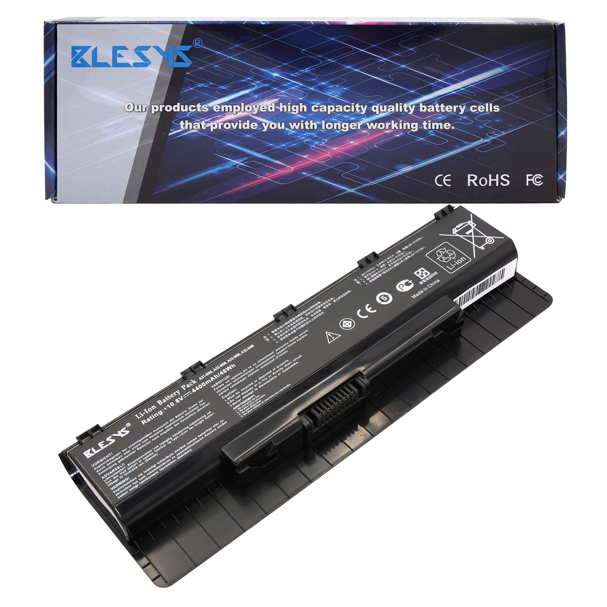 BLESYS N56J Compatible with Laptop Battery ASUS N56 N56D N56DP N56DY N56JK N56JN N56JR-S4080H N56L82H N56V N56VJ N56VM N56VV N56VZ series for A32-N56 A33-N56 A31-N56 Notebook battery