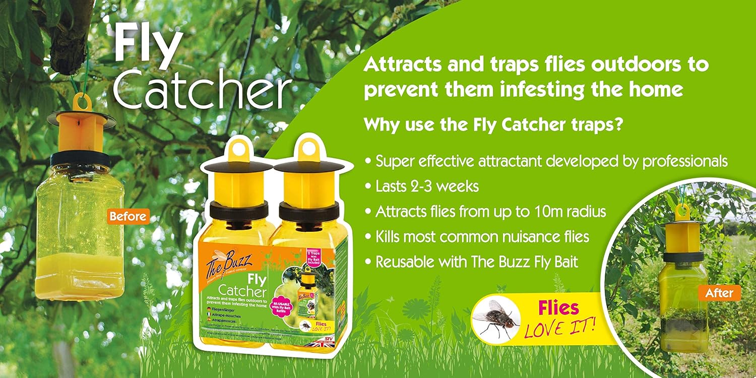 Zero In Outdoor Fly Trap, Ready-Baited Fly Catcher, Twin Pack, Non-Toxic, Insect Trap to Attract & Trap Bugs - Image 5