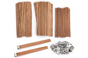 50 Set Wood Candle Wicks 3 Widths, DIY Candle Making Supplies Wooden Wicks w/Iron Stands for Handmade Candles Including 20Set