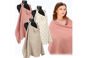 Treela 3 Pcs Muslin Cotton Breathable Nursing Cover Multi Use Car Seat Stroller Breastfeeding Cover for Breastfeeding Baby Shower Gifts Essentials(Fresh Color)