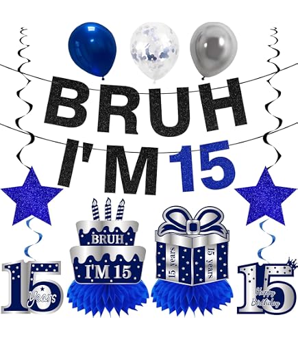 "Bruh I'm 15" Birthday Banner - Black Glitter Teen Party Decor, 6.5 Ft Long, DIY String Banner For 15th Birthday - View #4