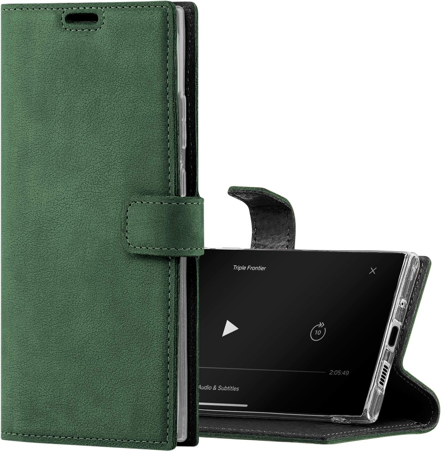 Surazo Leather Wallet Mobile Phone Case Compatible with Apple iPhone 12, Flip & Fold Smartphone Case with Stand, RFID Blocker