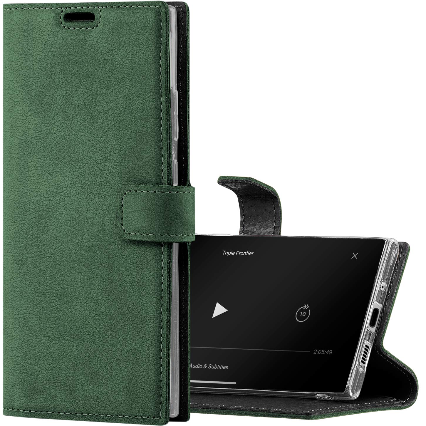 Surazo Leather Wallet Mobile Phone Case Compatible with Samsung Galaxy S10 - Flip & Fold Smartphone Case with Stand, RFID Blocker, Magnet Closure, 3 Slots for Bank Cards - Handcrafted European Leather