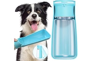 FORWH Portable Dog Water Bottle Dispenser [Leak Proof & Foldable] Dog Travel Water Bottle Bowl Accessories for Puppy Small Medium Large Dogs Pet Water Bottles for Dogs Walking Outdoor Hiking 19OZ