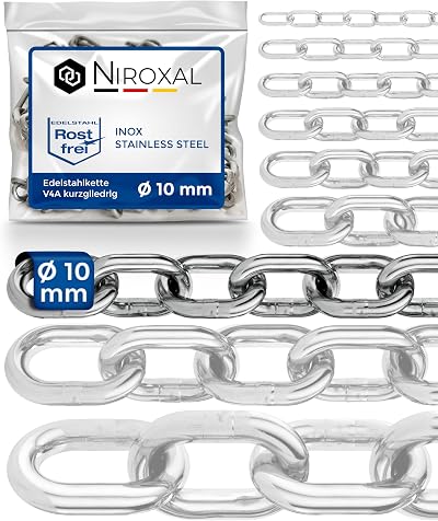 NietFullThings 316 Stainless Steel Short Link Chain 10 mm 2 m Marine Grade