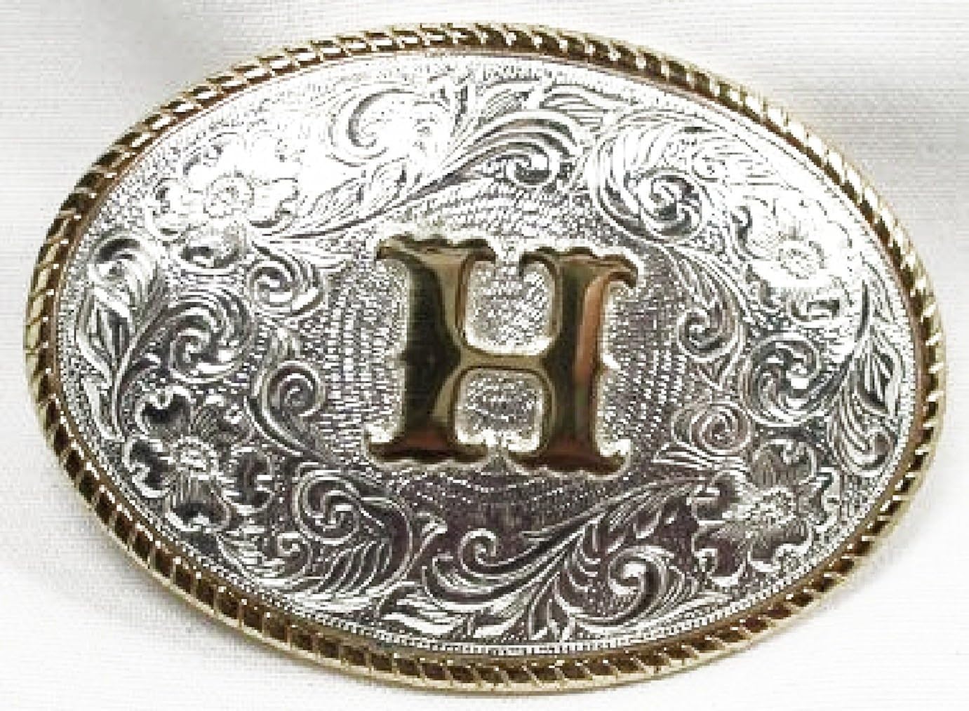 SILVER/GOLD PLATED MONOGRAM LETTER "H" BELT BUCKLE Clothing