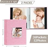 Miaikoe Small Photo Album 6x4 50 Pockets 2 Packs Pink Linen Top Loading view 2