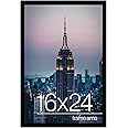 Frame Amo 16x24 Black Modern Picture or Poster Frame, 1 inch Wide Border, Smooth Wrap Finish, Acrylic Face