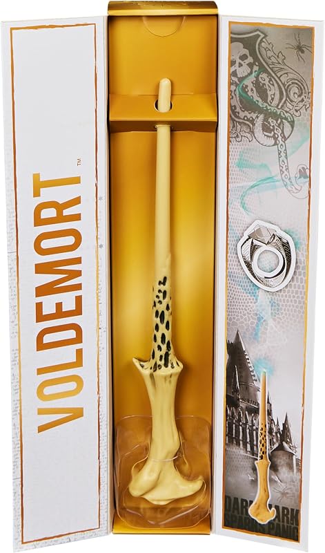 Harry Potter, Bacchetta Magica di Lord Voldemort in plastica con Supporto Hogwarts, Circa 30 cm, Giocattolo per Bambini dai 14 Anni in su, Articolo per Fan