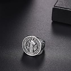 Saint Benedict Medal Rings for Men: Silver