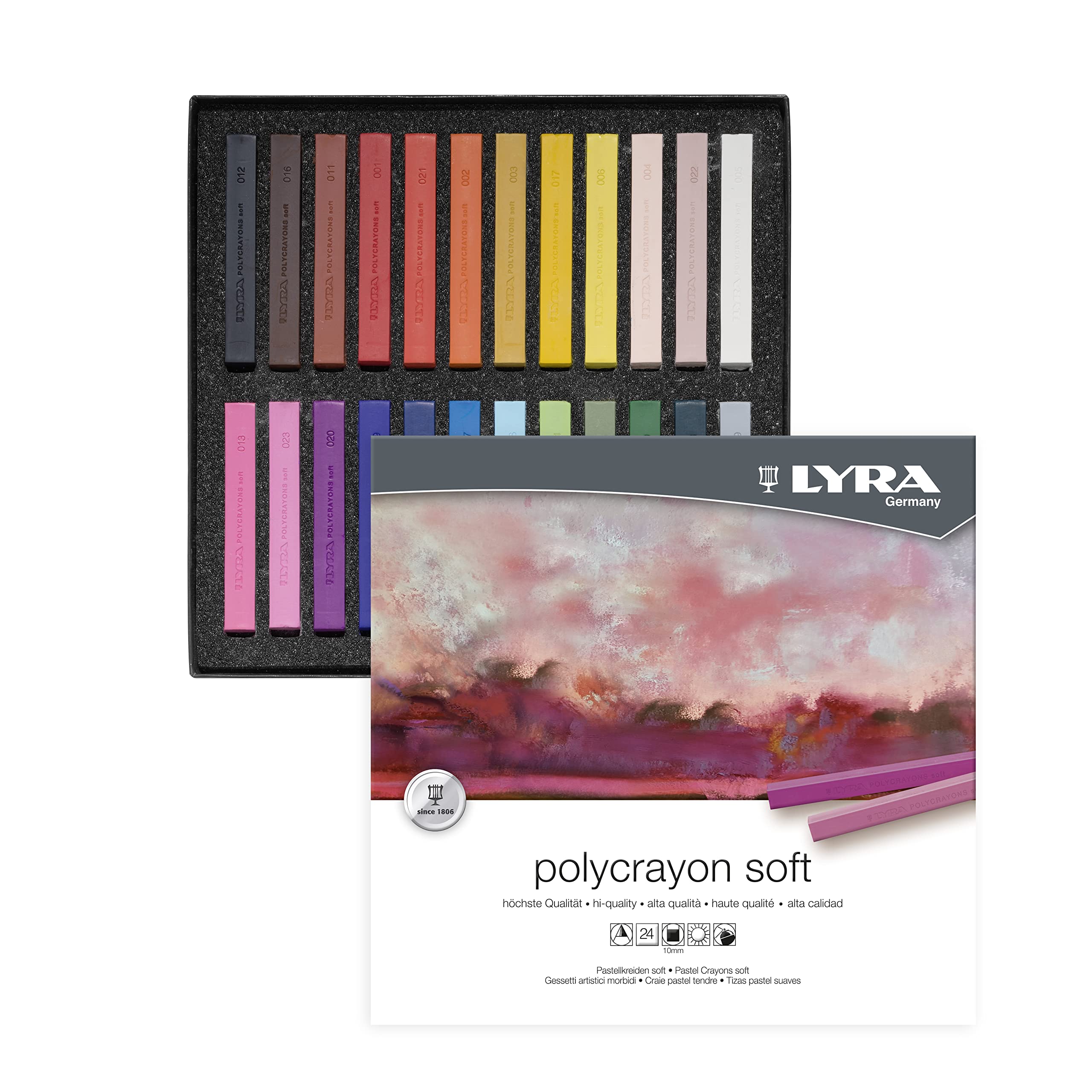 LYRA Polycrayons Soft Fine Art Pastel Set, 24 Assorted Colours, For Professionals & Students