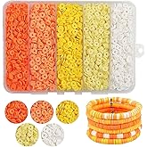 THRELE 3500Pcs Yellow Clay Beads for Bracelets Making 6mm Heishi Polymer Clay Bead, Flat Round Disc for Jewelry Making Yellow Bead Making Kit