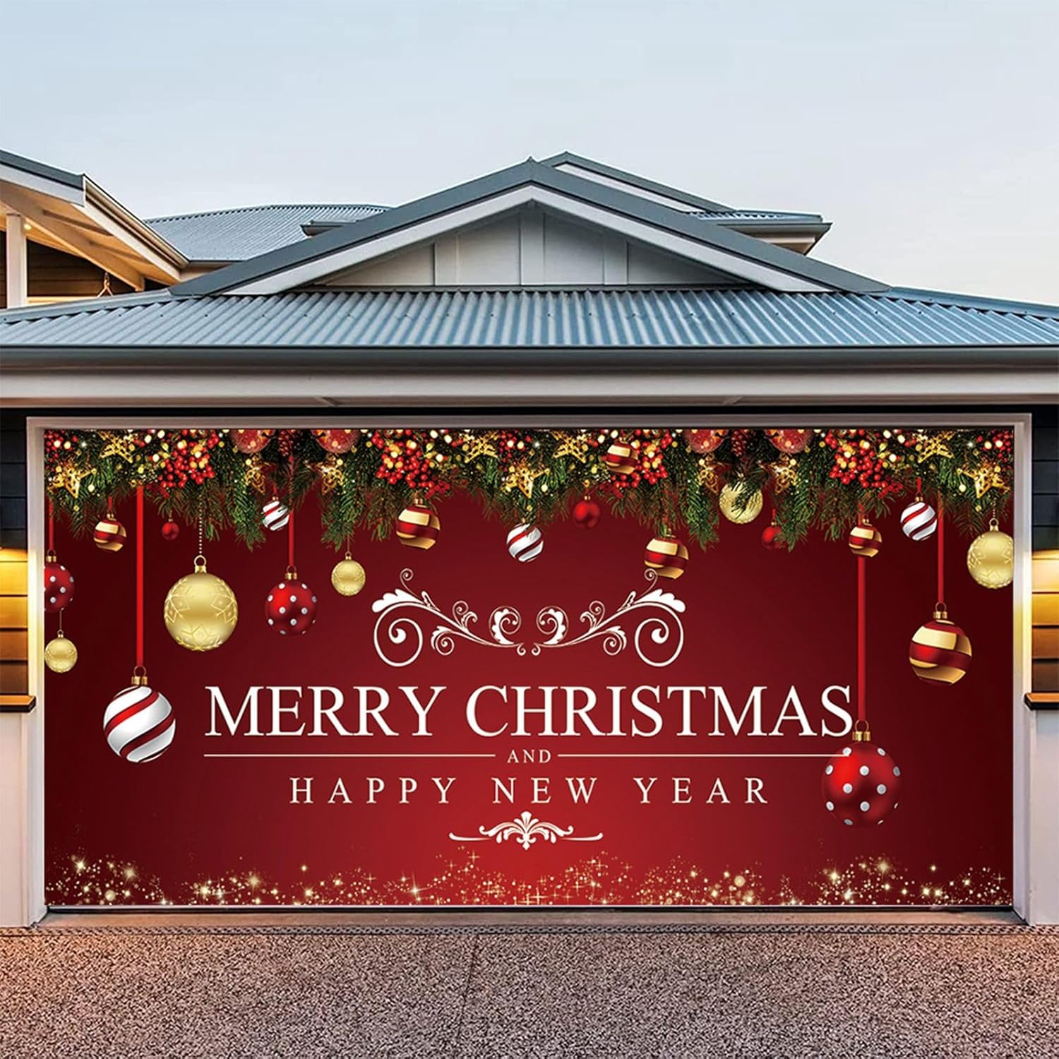 Garage Door Decorations - Merry Christmas Garage Door Decorations Christmas Garage Door Banner 7 X 16 ft Hanging Door Decor Murals For Outdoor Holiday Christmas Party Supplies (AH-D, 7 X 16 ft)