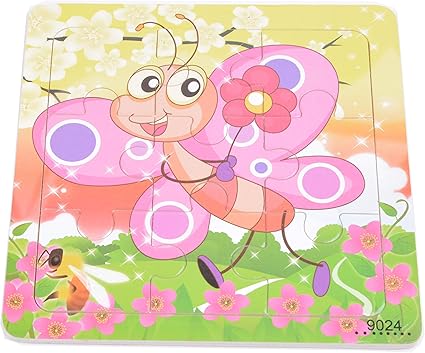 Tiny Souls Wooden Puzzle Pink Butterfly with Red Flower