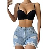 GORGLITTER Women's Lace Bra Padded Balconette Wireless Bralette Sexy Everyday Bras