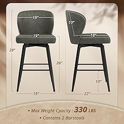 LUE BONA 26 Inch Swivel Bar Stools Set of