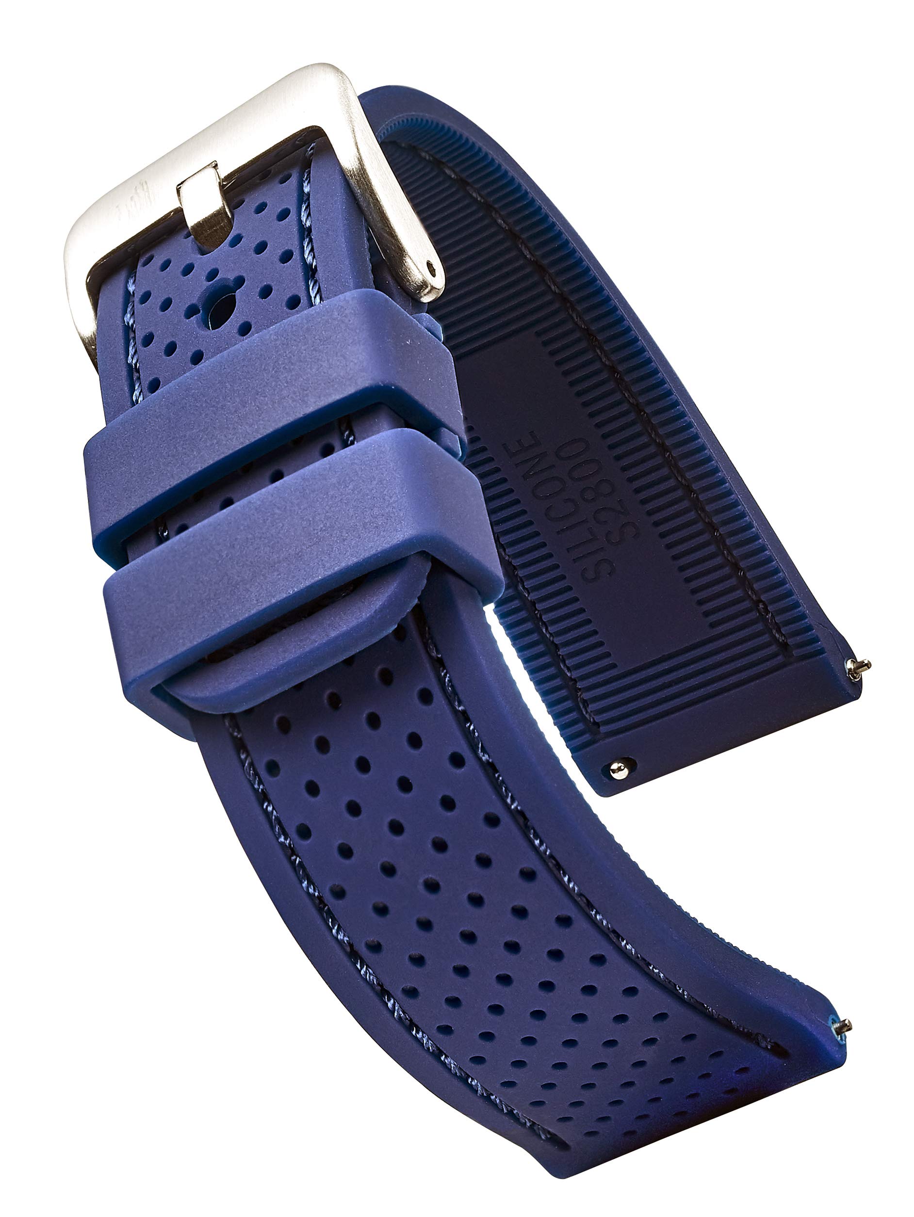 ALPINE Sporty Premium Soft Silicone Adjustable Watch Band - Replacement Rubber Watch Bands for Women & Men - Waterproof Quick Release Watch Straps - Compatible with Regular & Smart Watch Bands, NAVY