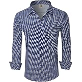 Hardaddy Men's Pattern Long Sleeve Button Down Graphic Printed Business Casual Dress Shirts with Pocket