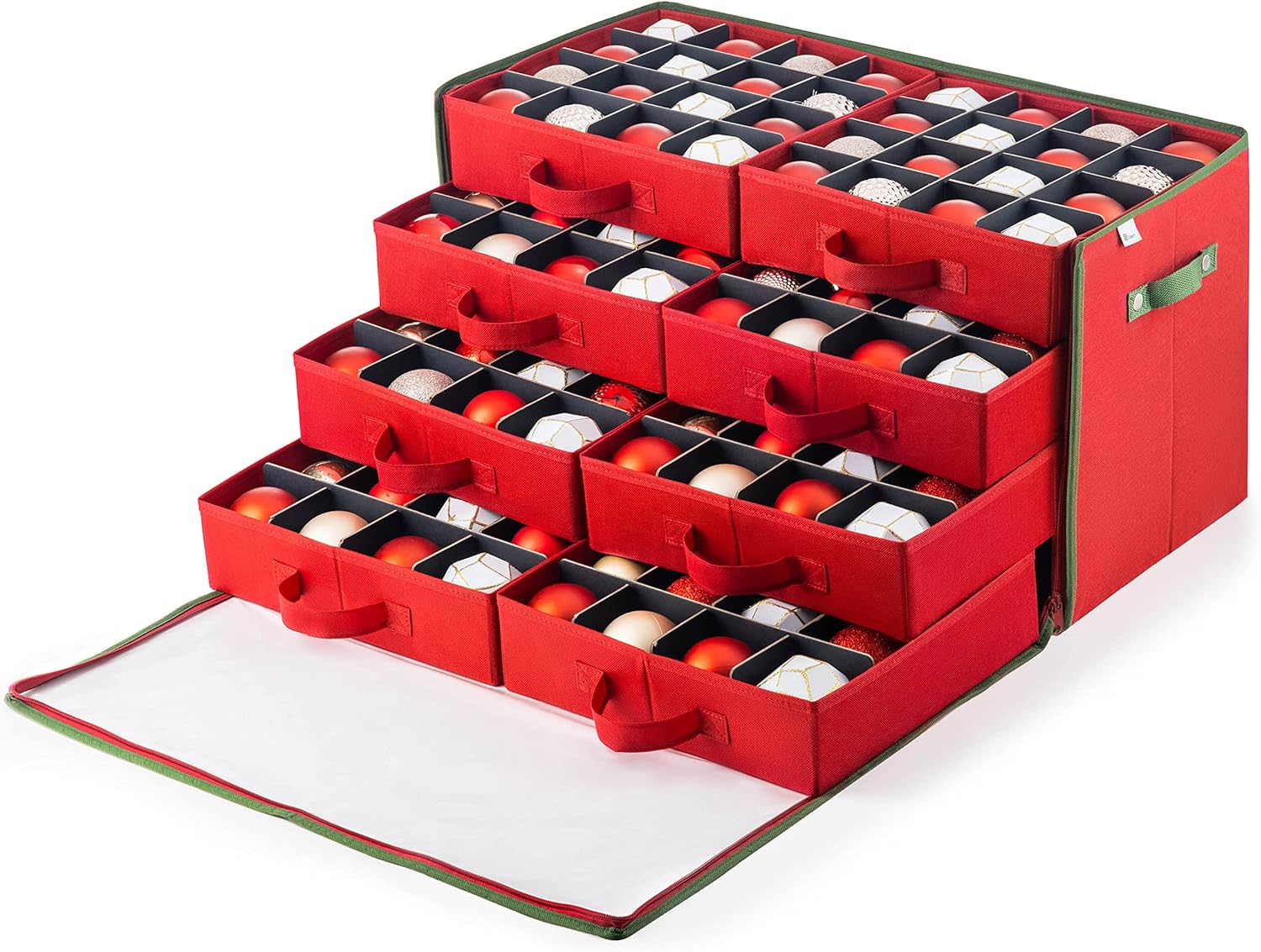 Holiday Décor Storage - ZOBER Premium Large Christmas Ornament storage Box, with Side Open, Drawer Style Trays - 3