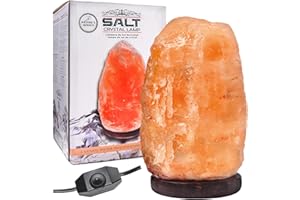 Crystal Hideaway Himalayan Salt Lamp, Natural Pink Salt Lamp, Dimmer Switch, CSA/UL Certified, Natural Wood Base, 5-7lbs (6.5