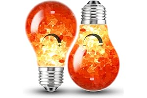 Elmoyle Dimmable Himalayan Salt Lamp LED Light Bulbs, E26 2200K Warm Amber Pink Night Light, 6W Mood Lighting, E26 A60 Salt R