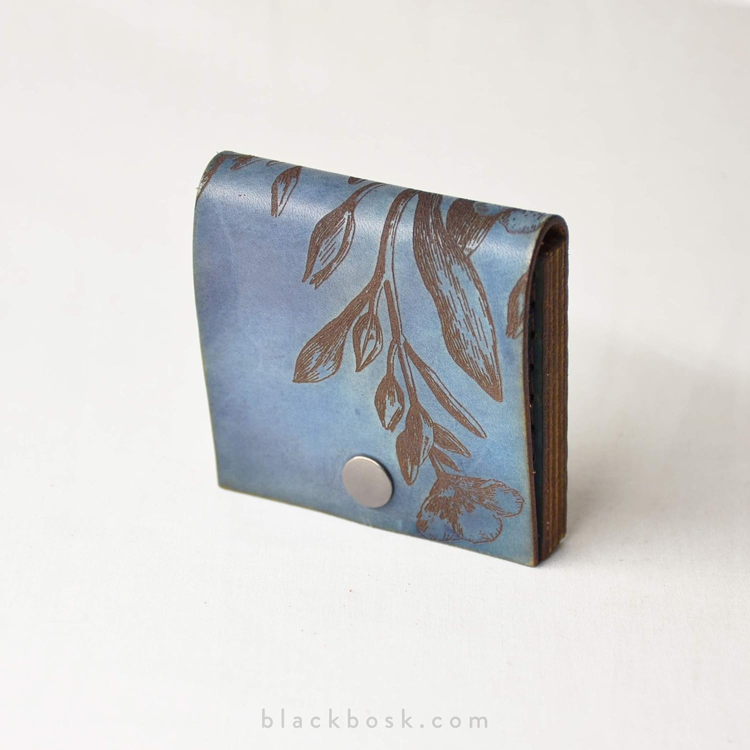 SQUARE Business Card Case//Leather & Wood Business Card