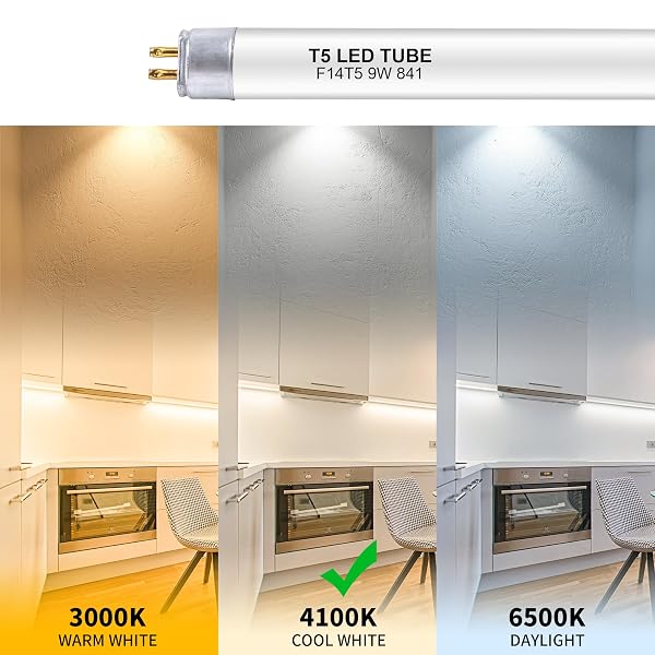 WESOME LIGHTING 22 INCH F14T5/CW LED REPLACEMENT BULBS, 4100K COOL WHITE, T5 LED 9 WATTS REPLACE FLUORESCENT BULB WITH LED, REPLACEMENT TUBE FOR COUNTER AND CABINET FIXTURE, 4 PACK
