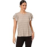 Adrianna Papell Womens Pleated Knit Double Sleeve Top