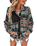 SELINK Womens Fleece Jacket Western Aztec Print
