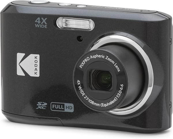 KODAK PIXPRO FZ45 16MP Compact Digital Camera, 4X Optical Zoom, AA, Black | 1080p Full HD Video, 27mm Wide Angle Lens, 2.7 In