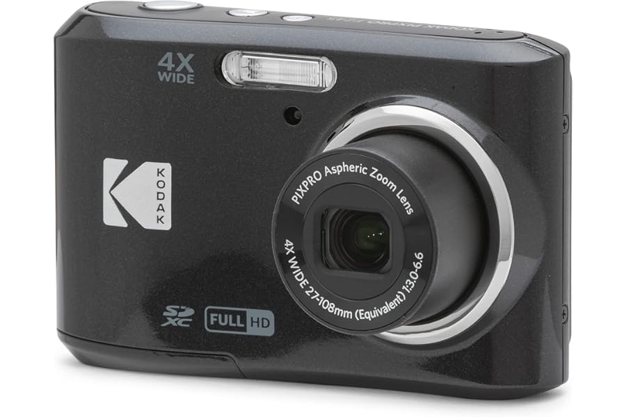 KODAK PIXPRO FZ45 16MP Compact Digital Camera, 4X Optical Zoom, AA, Black | 1080p Full HD Video, 27mm Wide Angle Lens, 2.7 In