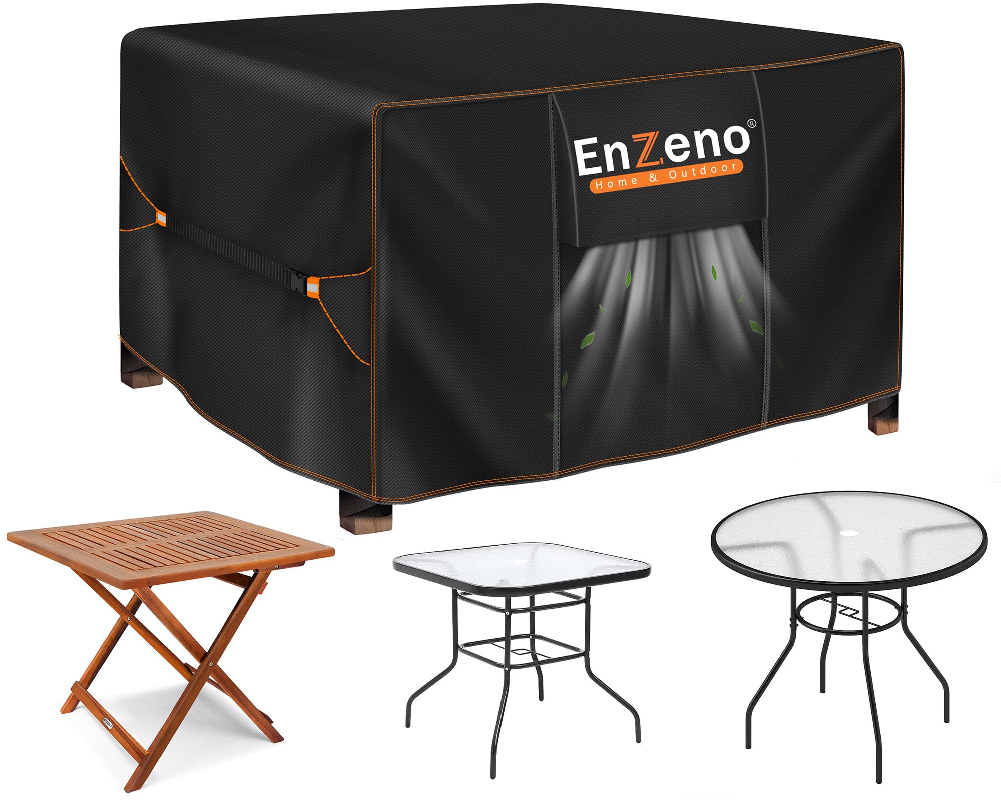 Enzeno Garden Furniture Cover,90X90X90cm Garden Table Cover Waterproof,420D Heavy Duty Oxford Polyester Outdoor Patio Table Covers Rectangular Windproof，Anti-UV for Chair and Table Patio Set Covers