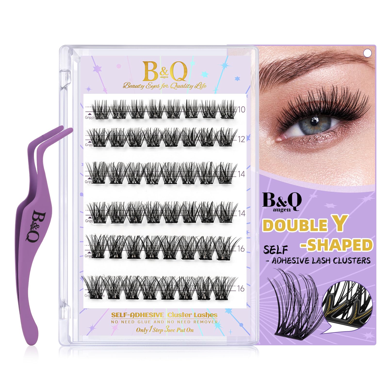Photo 1 of ++2 PACK++B&Q Lash Clusters Self-Adhesive 96 PCS Individual Lashes Eyelash Clusters Wispy Lashes Extension Natural Volume Cluster Lashes Fluffy Eyelashes Extension DIY at Home(SA01,D-8-16MIX)