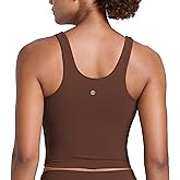 CRZ YOGA Butterlift Racerback Crop Tank Tops for Women - U Neck Yoga Padded Longline Sports Bras Pilates Workout