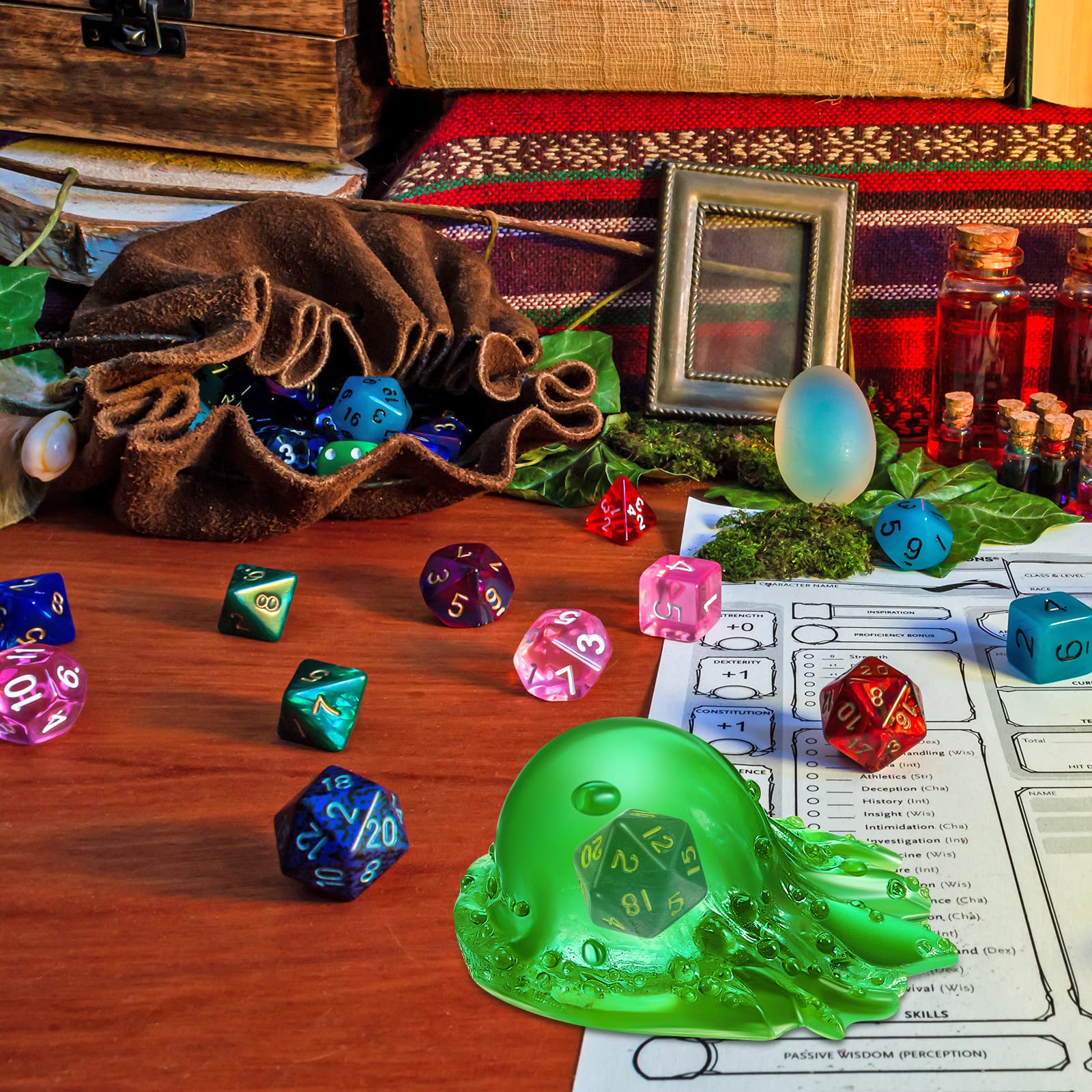 Deekin Dice Jail Gelatinous Cube Dice Prison Resin Cage Translucent Miniature Accessory for Table Game Party Gatherings Gifts(Green)