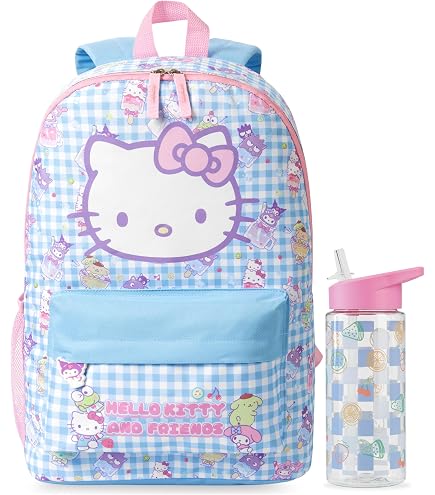 Hello Kitty Sanrio Girls Backpack, 18 inch, 3D Bow Kawaii Anime Rucksack Daypack for Kids Cute Stuff Back to School Supplies Gifts for Girls