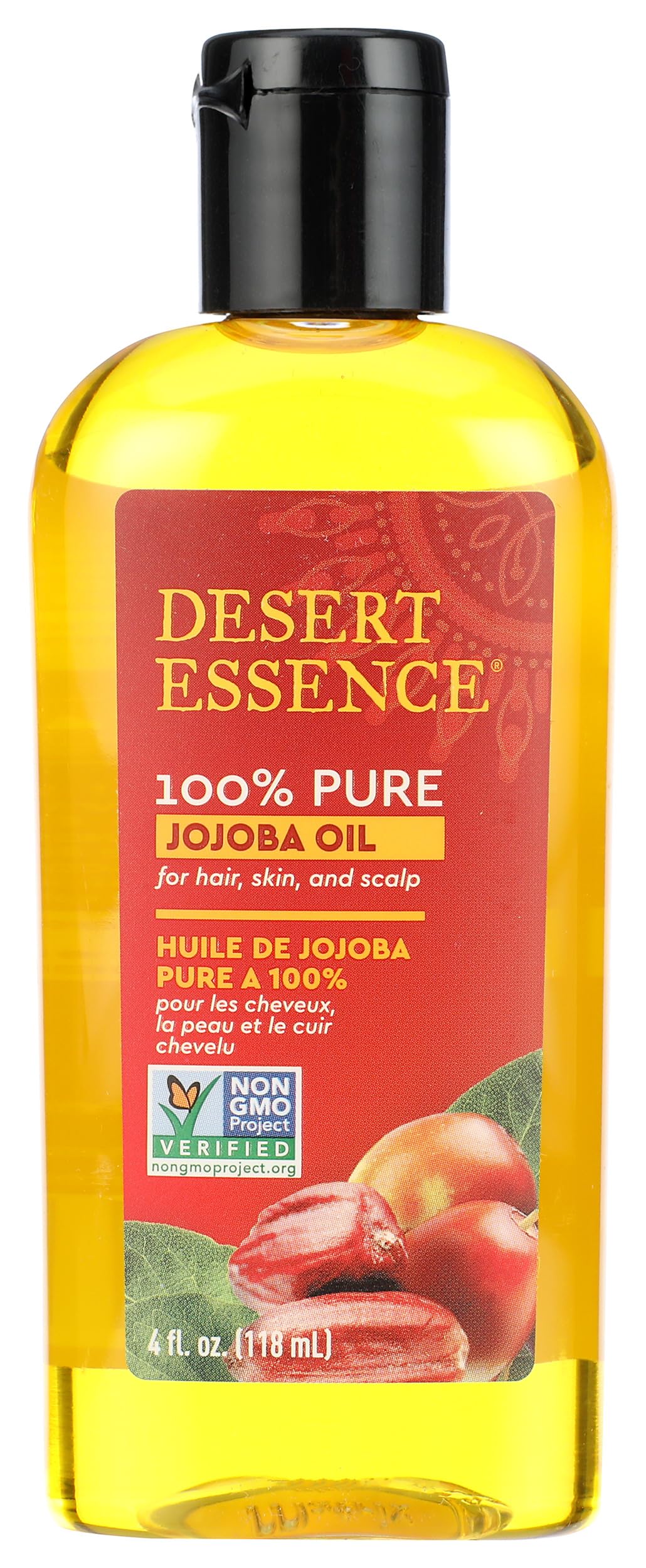 Desert Essence Jojoba Oil for Hair, Skin & Scalp 4 Fl Oz (118 Ml)
