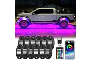 LD DARKEAGLE 12Pods Segmented RGB LED Rock Light Kit With APP/RF Remote Control, Upgraded Underglow Multi Zone Neon Underbody Multi Color 12V Waterproof for Trucks Jeep UTV ATV Golf Cart Offroad SXS