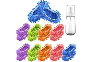 Wowang 10 Pairs 20 PCS Mop Slippers for Floor Cleaning Supplies Washable Mopping Slippers Mop Socks Reusable Shoes Cover for Mop Shoes Microfiber Foot Socks 1PCS 3.4oz TSA Approved Travel Spray Bottle