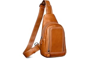 CENUNCO Genuine Leather Sling Bag for Men and Women Crossbody Shoulder Bag Sling Backpack Chest Purse Cross Body Pouch